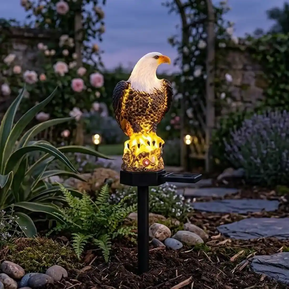 Solar Bald Eagle Garden Stake Light Patriotic Yard Decor